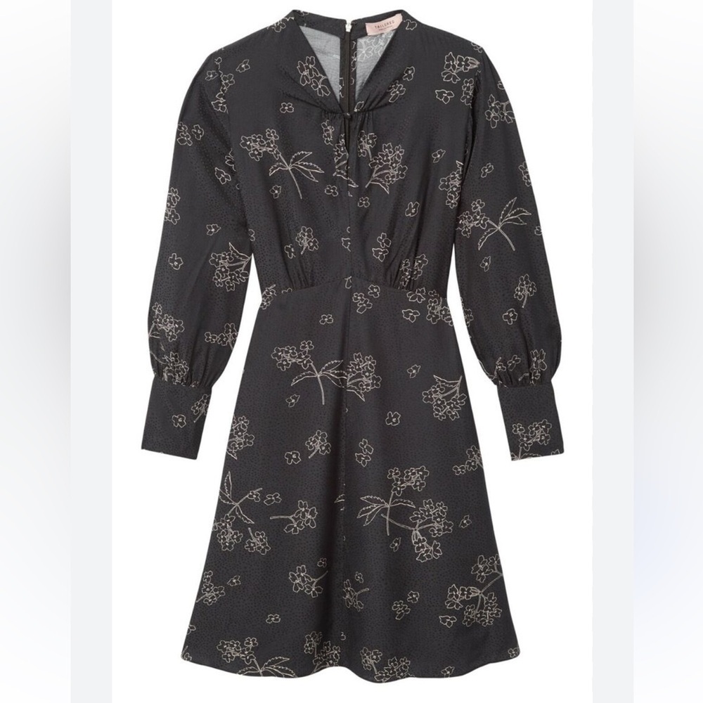 Tailored By Rebecca Taylor Black Floral Silk Dress Sz 16